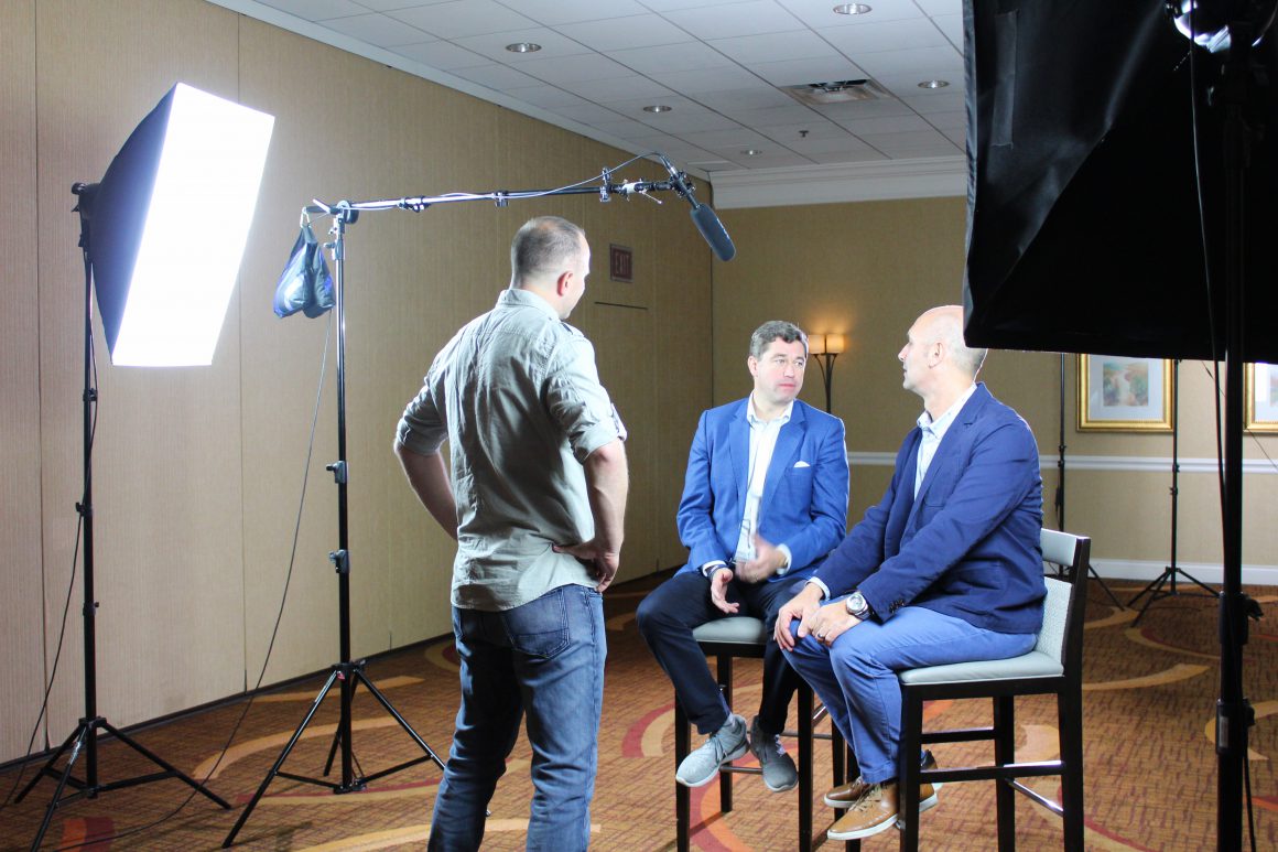 Here is a behind-the-scenes shot of our CEO Bob Dickie and Chairman of the Board, Tim Marks, making a video for Bonvera's New Way MBA!